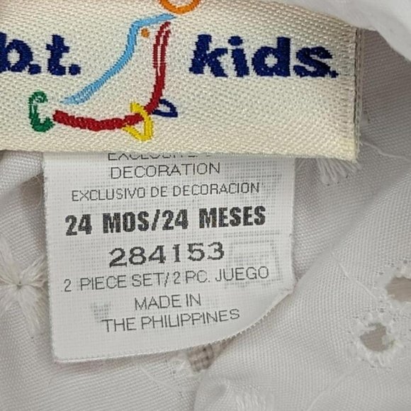 B T Kids White & Pink Embroidered‎ Dress - Picture 8 of 8